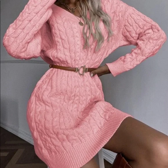 SHEIN | Dresses | Shein Cable Knit Sweater Dress Medium | Poshmark